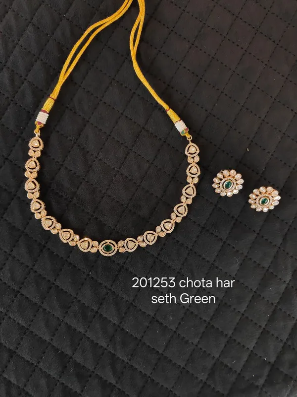 Gold_And_Green_Stone_Brass_Chota_Haar_Necklace_Set_For_Women