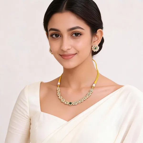 Gold_And_Green_Stone_Brass_Chota_Haar_Necklace_Set_For_Women