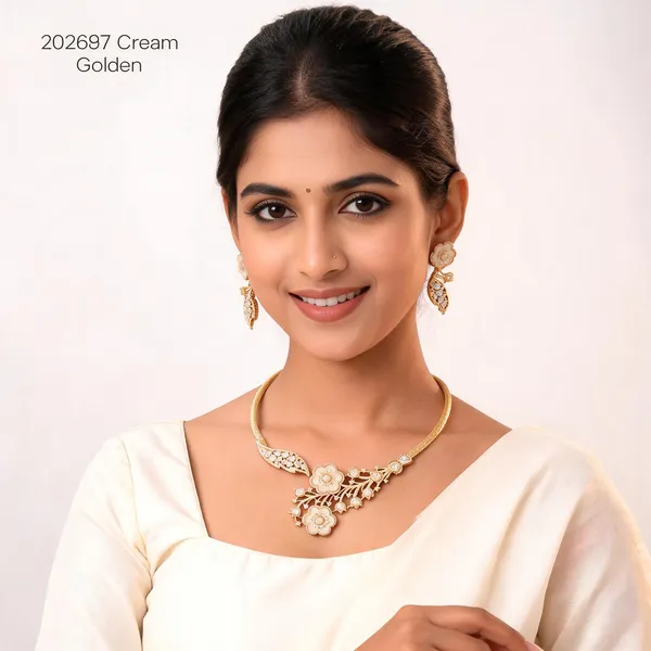 Gold_Brass_Floral_Necklace_Set_For_Women