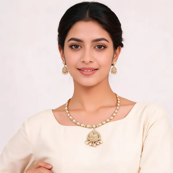 Gold_And_Cream_Kundan_Pearl_Brass_Necklace_Set_For_Women