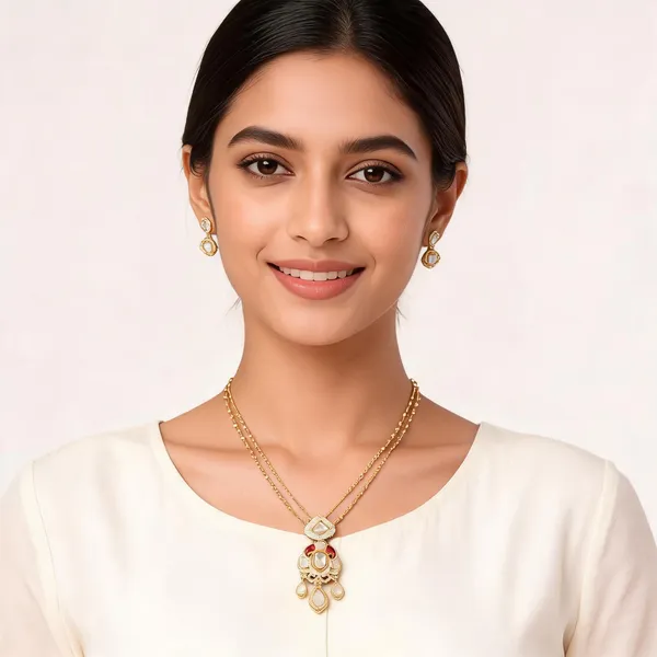 Gold_And_Pink_Stone_Brass_Chain_Pendant_Necklace_Set_For_Women