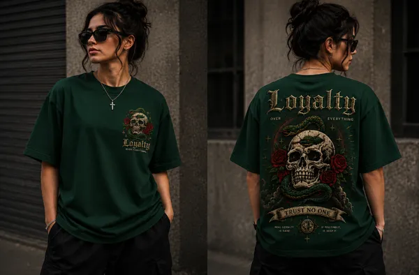 Loyalty_Over_Everything_Graphic_Tee_-_Forest_Green_Embroidered_Oversized_Drop_-_Shoulder_For_Unisex