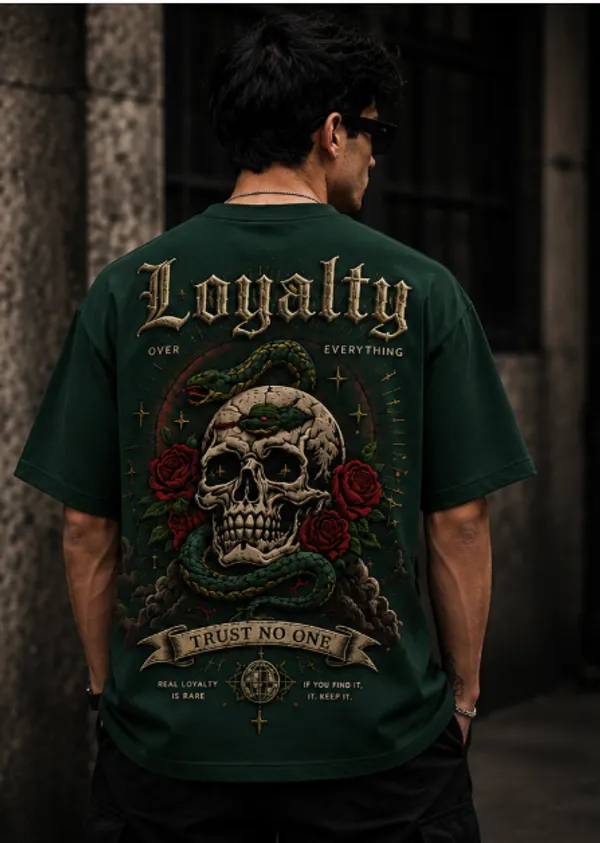 Loyalty_Over_Everything_Graphic_Tee_-_Forest_Green_Embroidered_Oversized_Drop_-_Shoulder_For_Unisex