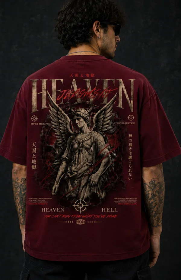 Heaven_Hell_Graphic_Tee_-_Wine_Maroon_Embroidered_Oversized_Drop_Shoulder_for_Unisex
