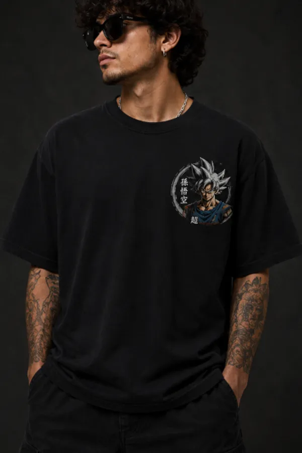 Son_GOKU_Graphic_Tee_-_Forest_Green_Embroidered_Oversized_Drop_Shoulder_for_Unisex
