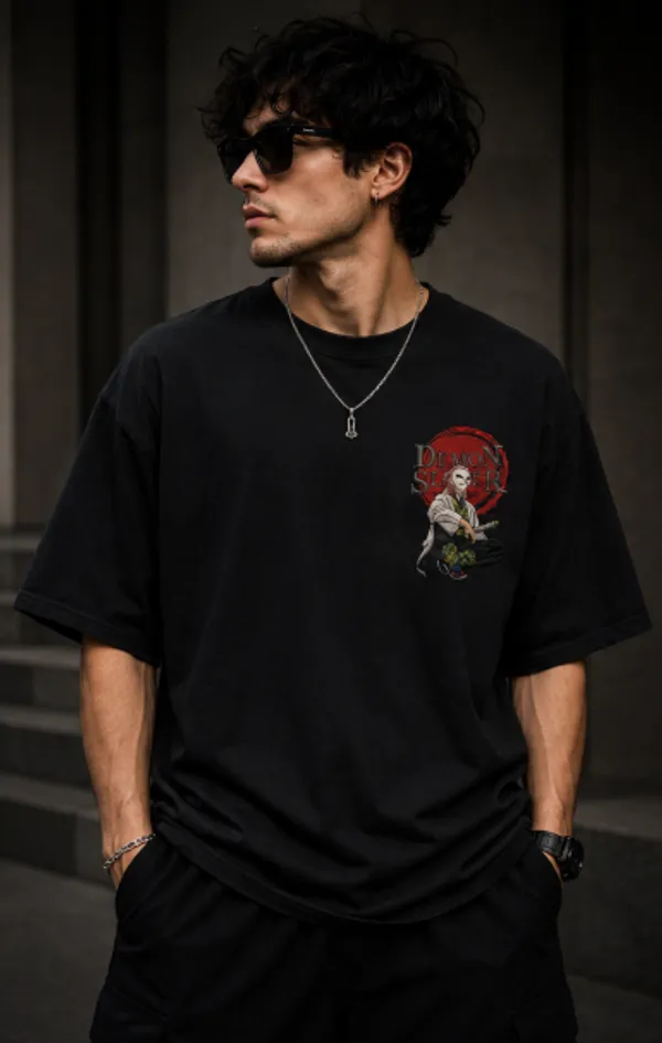 Demon_Slayer_Anime_Graphic_Tee_-_Black_Embroidered_Oversized_Drop_Shoulder_for_Unisex