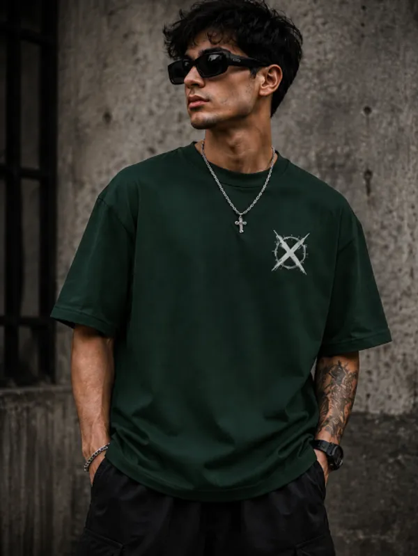 Relentless_Graphic_Tee_-_Forest_Green_Embroidered_Oversized_Drop_Shoulder_for_Unisex
