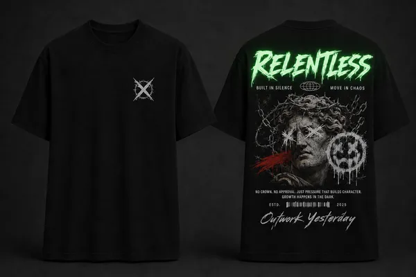 Relentless_Graphic_Tee_-_Forest_Green_Embroidered_Oversized_Drop_Shoulder_for_Unisex