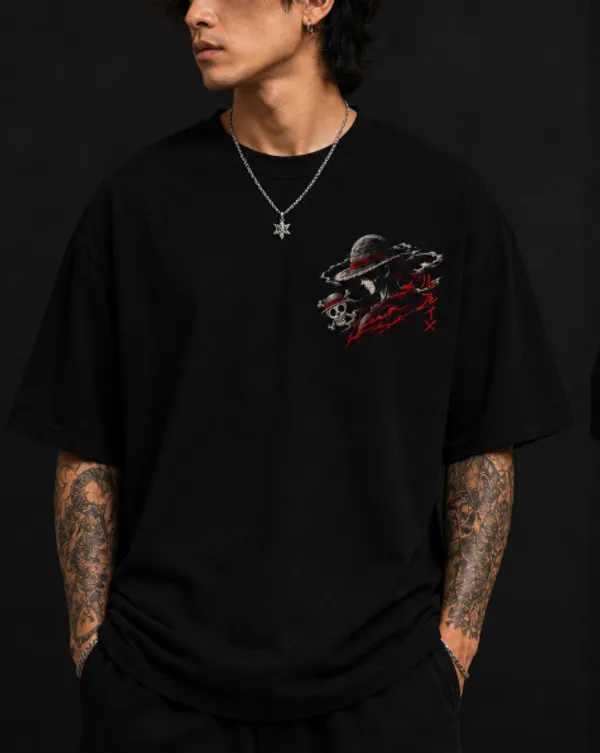 ONE_PIECE_Graphic_Tee_-_Black_Embroidered_Oversized_Drop_-_Shoulder_For_Unisex