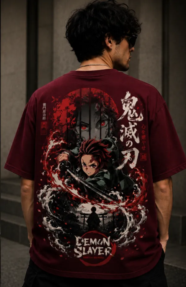 Demon_Slayer_Graphic_Tee_-_Wine_Maroon_Embroidered_Oversized_Drop_Shoulder_for_Unisex