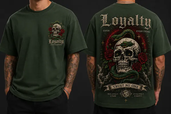 Loyalty_Over_Everything_Graphic_Tee_-_Forest_Green_Embroidered_Oversized_Drop_-_Shoulder_For_Unisex