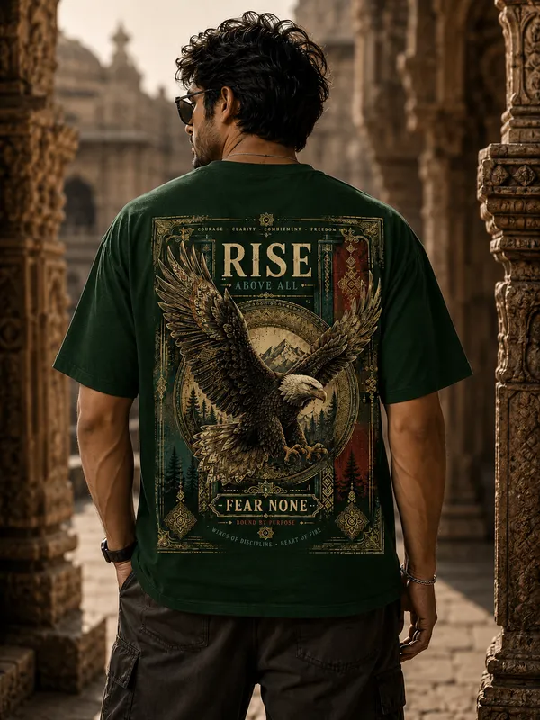 RISE_Graphic_Tee_-_Forest_Green_Printed_Regular_Size_for_Unisex