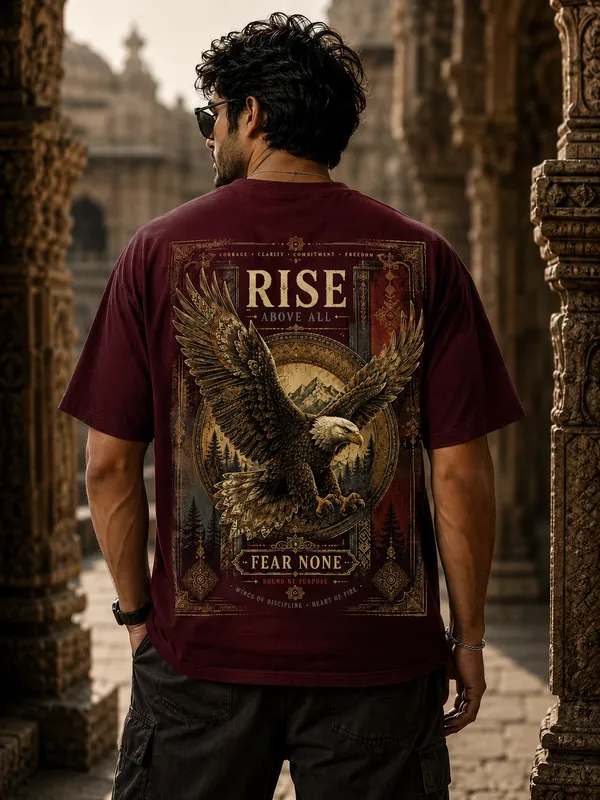 RISE_Graphic_Tee_-_Maroon_Printed_Regular_Size_for_Unisex