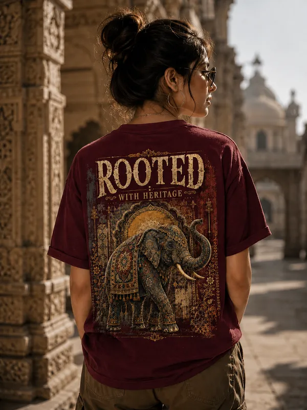ROOTED_Graphic_Tee_-_MAROON_Printed_Regular_Size_for_Unisex