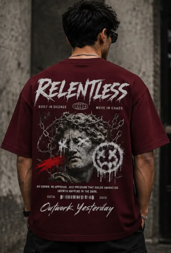 Relentless_Graphic_Tee_-_Wine_Maroon_Embroidered_Oversized_Drop_Shoulder_for_Unisex