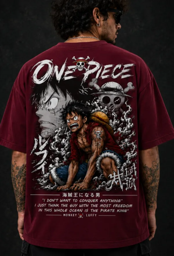 ONE_PIECE_Graphic_Tee_-_Wine_Maroon_Embroidered_Oversized_Drop_Shoulder_for_Unisex