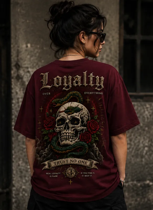 Loyalty_Over_Everything_Graphic_Tee_-_Wine_Maroon_Embroidered_Oversized_Drop_-_Shoulder_For_Unisex