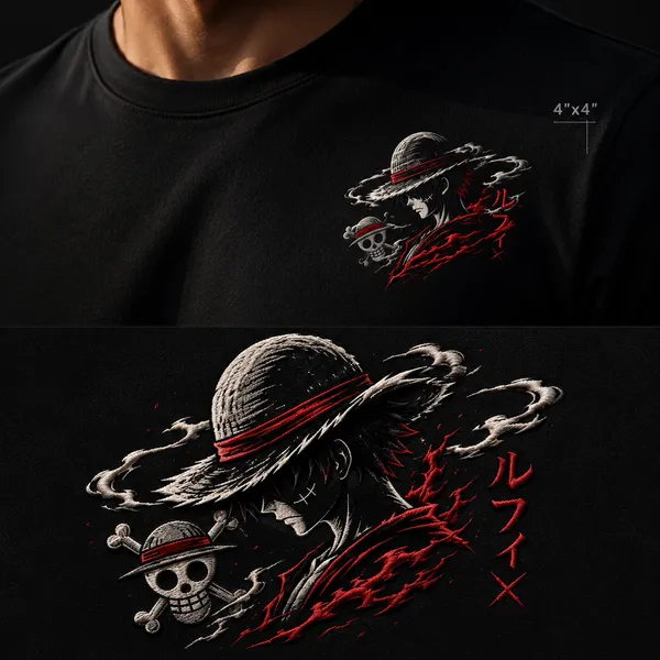 ONE_PIECE_Graphic_Tee_-_Black_Embroidered_Oversized_Drop_-_Shoulder_For_Unisex