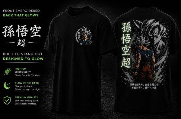 Son_GOKU_Graphic_Tee_-_Forest_Green_Embroidered_Oversized_Drop_Shoulder_for_Unisex