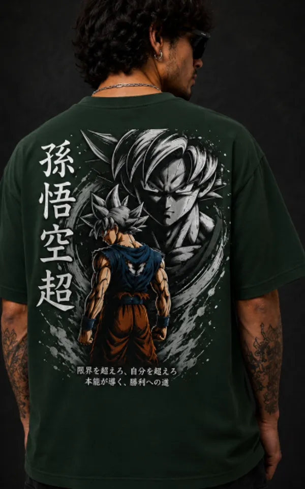 Son_GOKU_Graphic_Tee_-_Forest_Green_Embroidered_Oversized_Drop_Shoulder_for_Unisex
