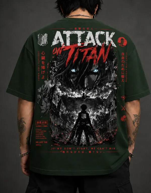 AOT_SURVEY_CORPS_Graphic_Tee_-_Forest_Green_Embroidered_Oversized_Drop_Shoulder_for_Unisex