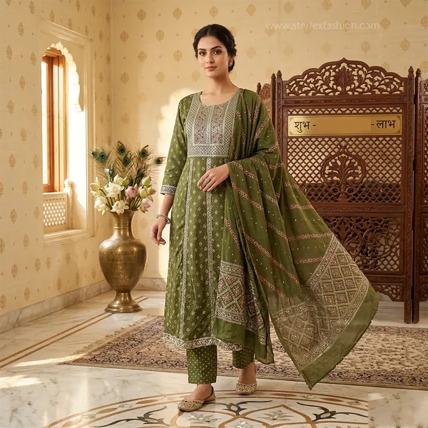 Olive_Green_Anarkali_Suit_Set