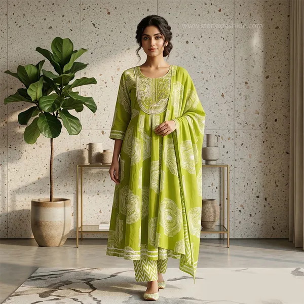 Lime_Zest_Printed_Cotton_Anarkali_Set