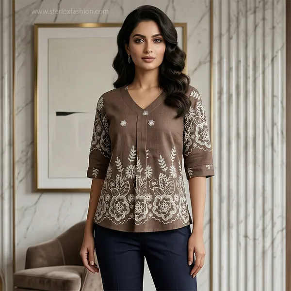 Grace_Floral_Kurti_Brown