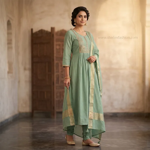Sage_Green_Embroidered_Anarkali_Suit_Set_With_Dupatta