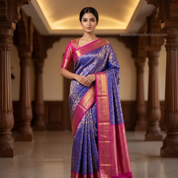 Royal_Blue_Pink_Kanjivaram_Style_Silk_Saree