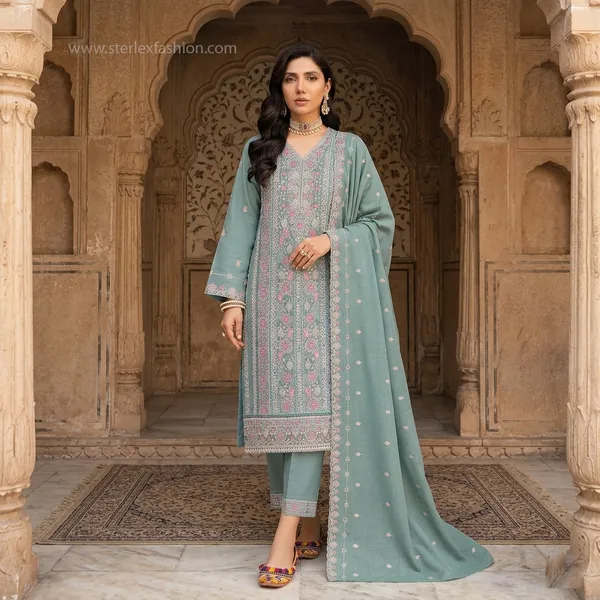 Gulnaar_Embroidered_Unstitched_Churidar_Suit_Set