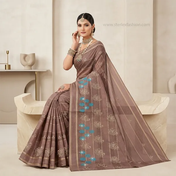 Noor_Vastra_Mocha_Bloom_Saree