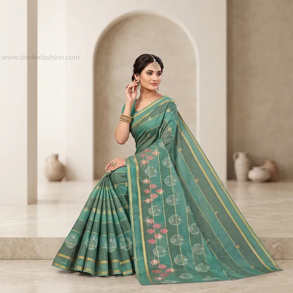 Noor_Vastra_Teal_Bloom_Saree