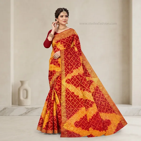Bandhani_Printed_Zari_Saree