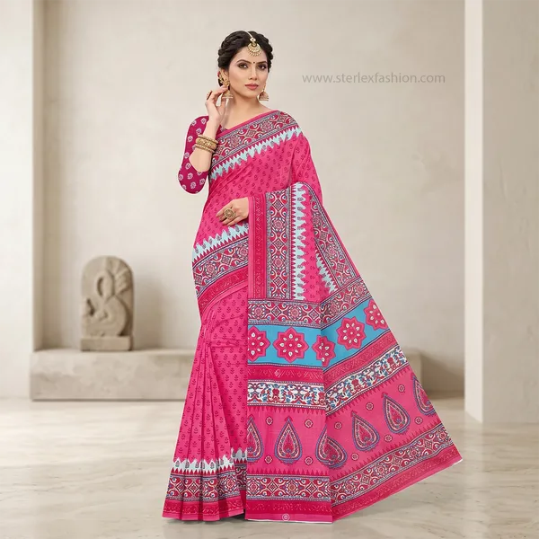 Gulnaar_Pink_Heritage_Printed_Saree