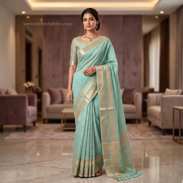 Aqua_Rajsi_Weave_Saree