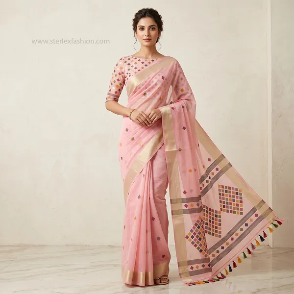 Rangika_Pink_Tassel_Zari_Saree