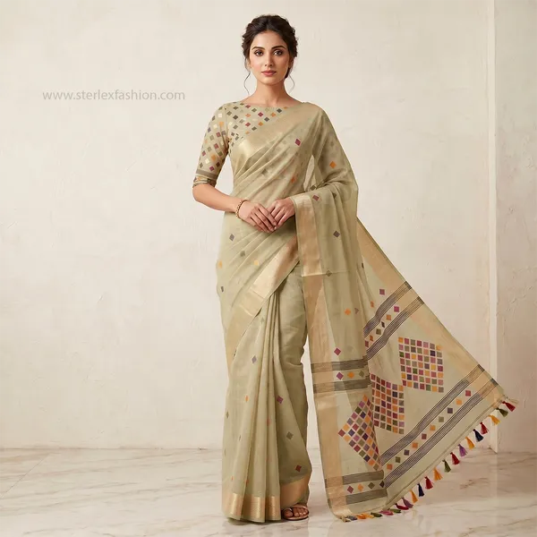 Ivory_Rangika_Tassel_Zari_Saree