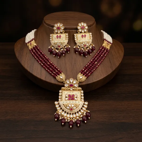 Maroon_Pearl_Kundan_Haar