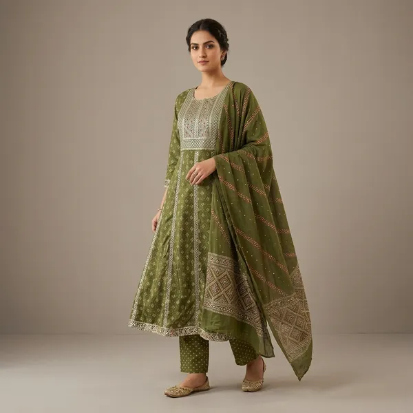 Olive_Green_Anarkali_Suit_Set