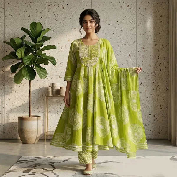 Lime_Zest_Printed_Cotton_Anarkali_Set