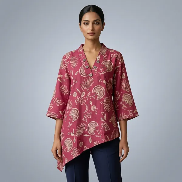 Bloom_Asymmetric_Kurti_Red
