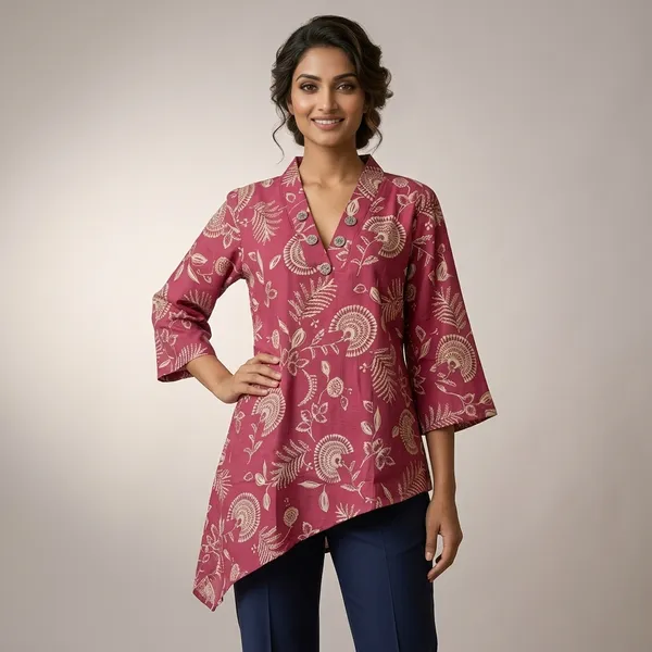 Bloom_Asymmetric_Kurti_Red