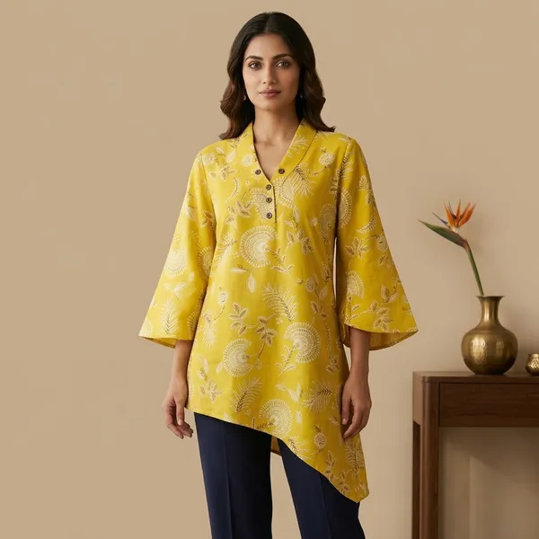 Bloom_Asymmetric_Kurti_Yellow