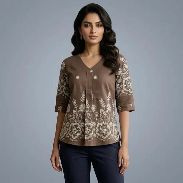 Grace_Floral_Kurti_Brown