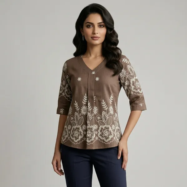 Grace_Floral_Kurti_Brown