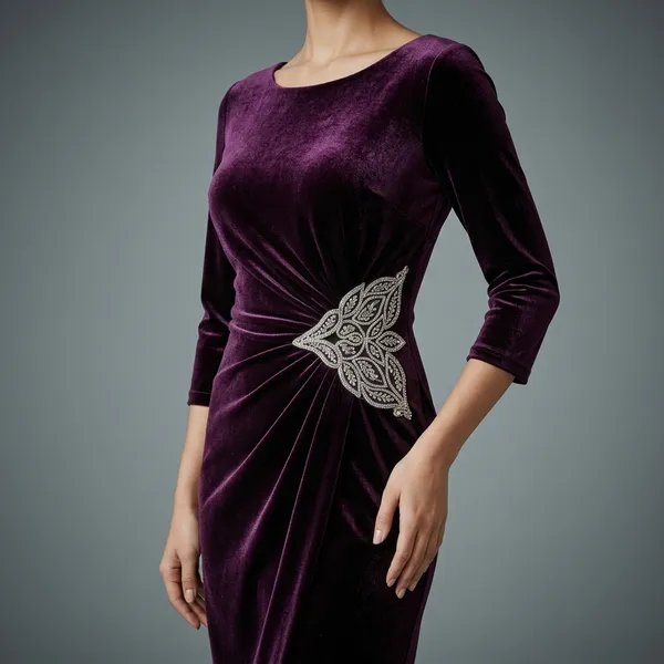 Wine_Velvet_Draped_Party_Dress