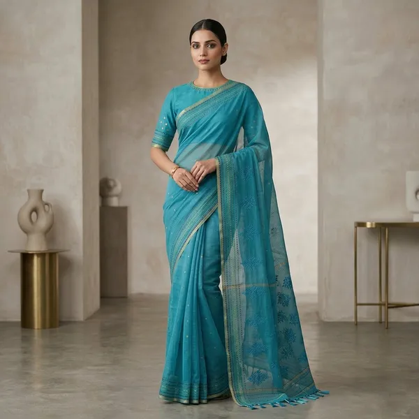 Pure_Aura_Cotton_Saree_Peacock_Green