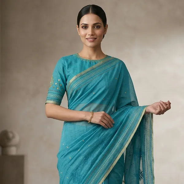 Pure_Aura_Cotton_Saree_Peacock_Green