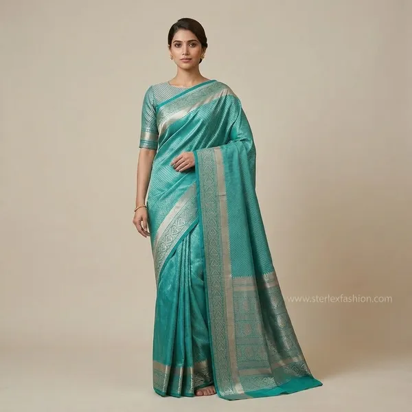 Aqua_Green_Silver_Zari_Kanjivaram_Silk_Saree